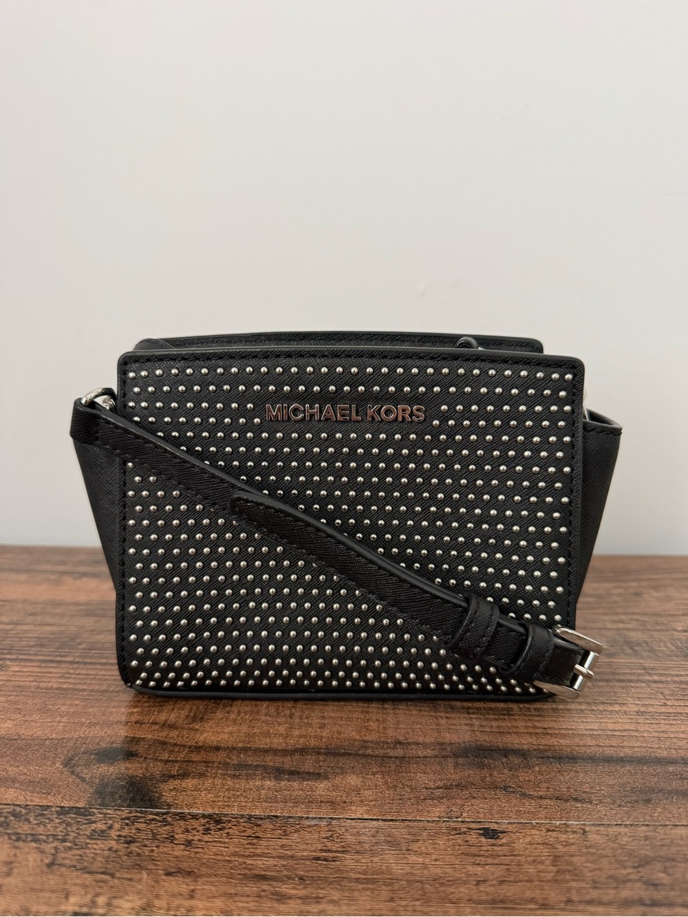 MICHAEL KORS Black Studded Crossbody Shoulder Bag